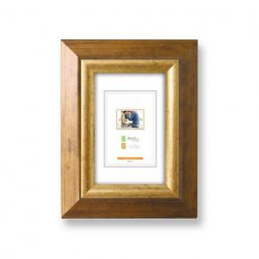 Ramka drewniana VEDURO 2144, szlachetna fotoramka na zdjęia, plakaty lub obrazy - kolor złoty, brązowe refleksy